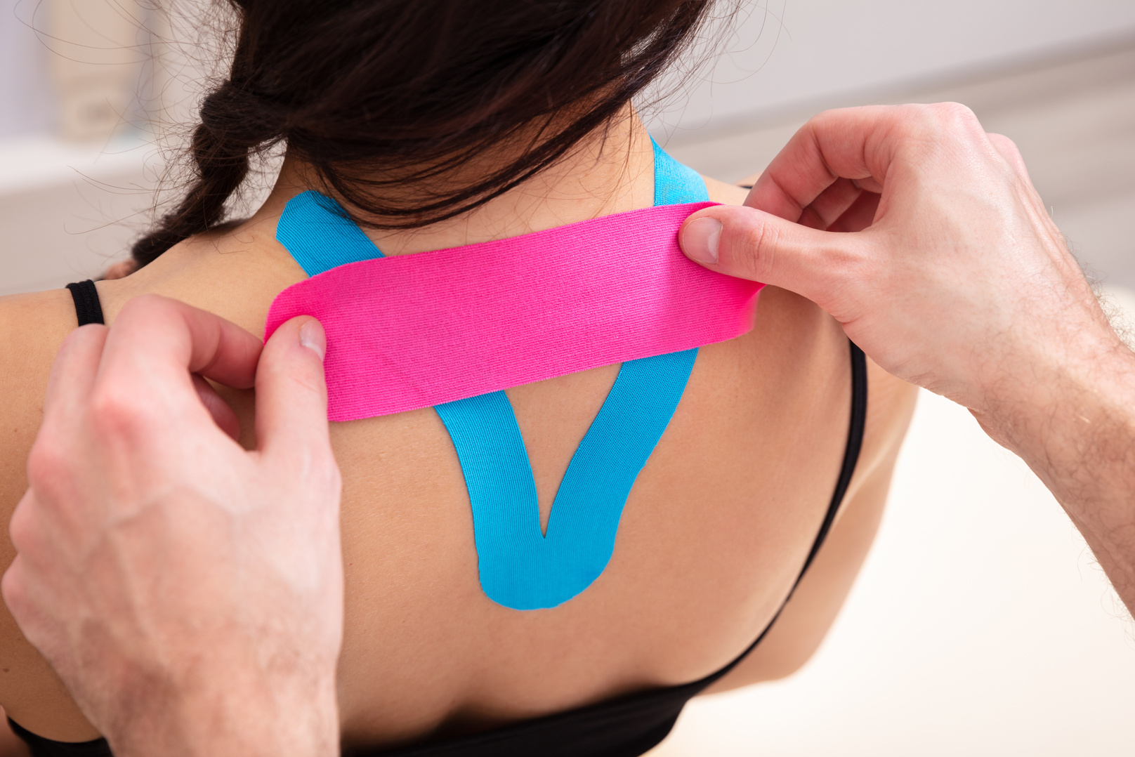 Special Physio Tape On Woman's Back